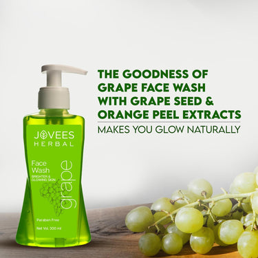 Jovees Herbal Grape Face Wash With Grape Seed & Orange Peel Extracts | For Brighter & Glowing Skin | Reduces Uneven Skin Tone & Fine Lines | For All Skin Types 300ml